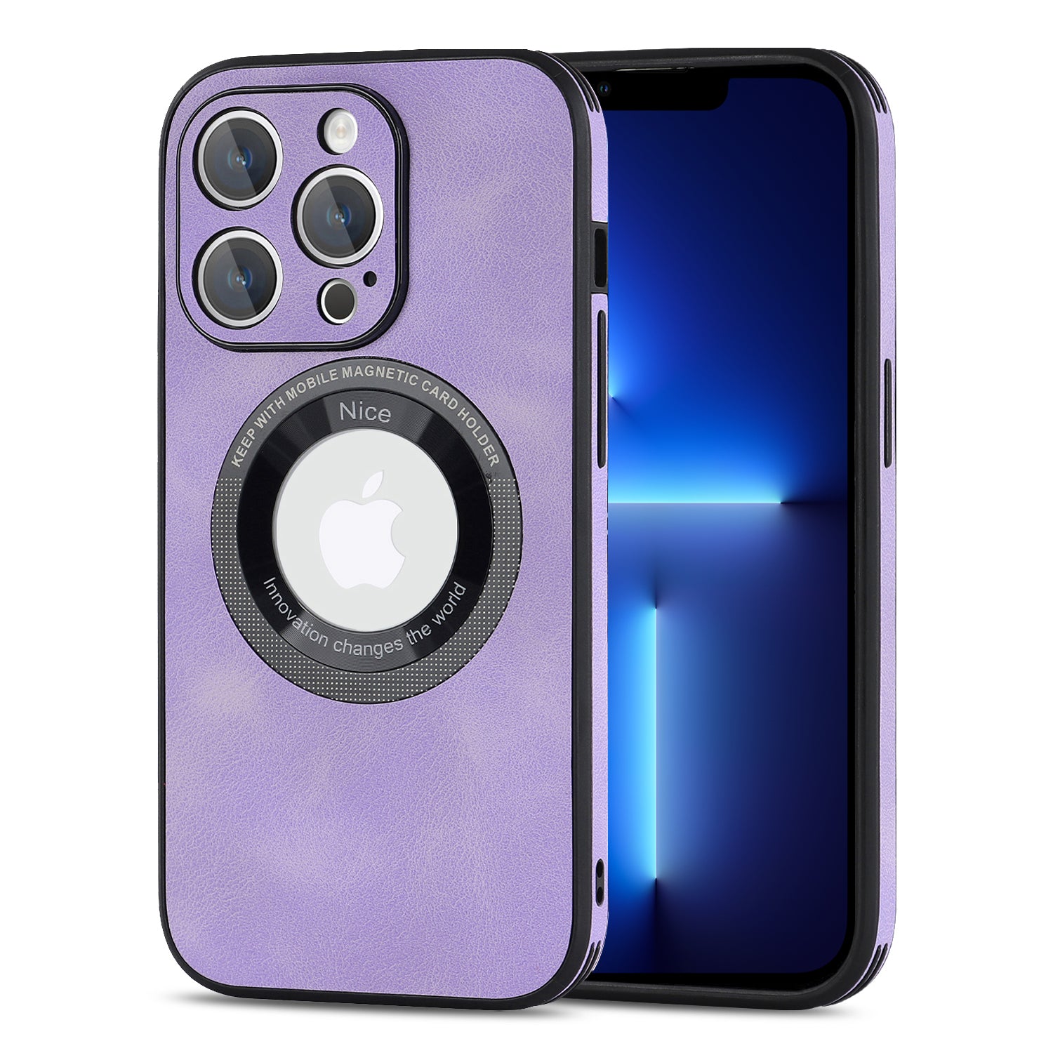 For iPhone 13 Pro PU Leather+PC+TPU Phone Case Anti-Scratch Logo View Magnetic Cover