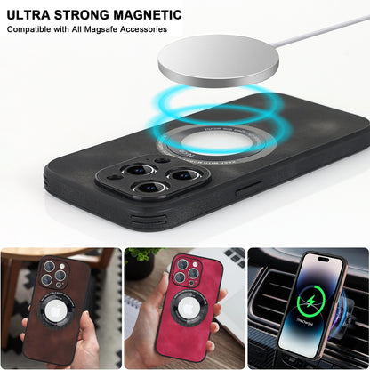 For iPhone 13 Pro PU Leather+PC+TPU Phone Case Anti-Scratch Logo View Magnetic Cover