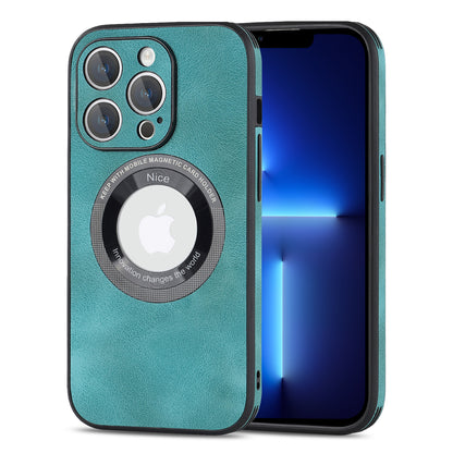 For iPhone 13 Pro PU Leather+PC+TPU Phone Case Anti-Scratch Logo View Magnetic Cover