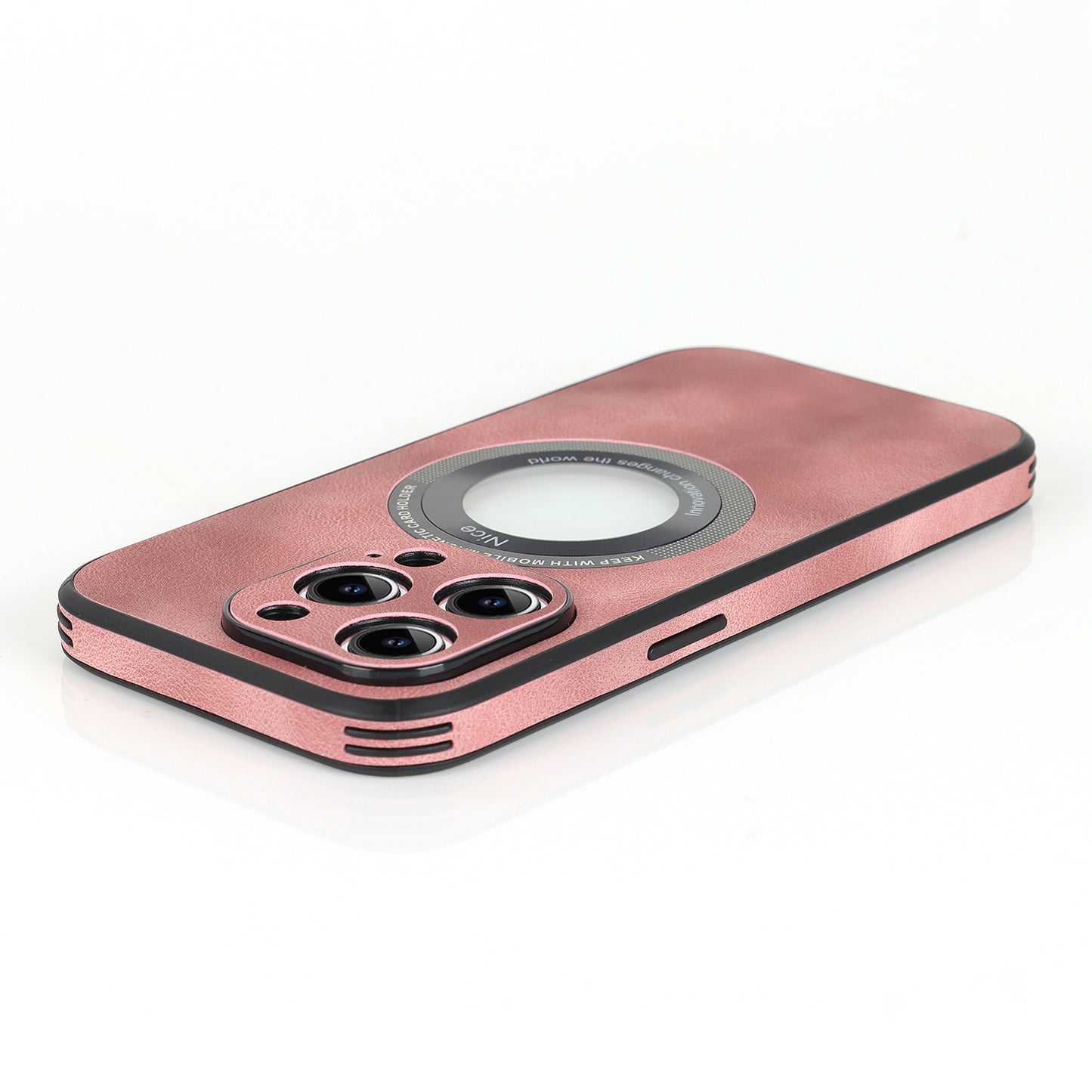 For iPhone 13 Pro PU Leather+PC+TPU Phone Case Anti-Scratch Logo View Magnetic Cover