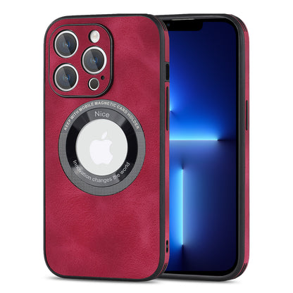 For iPhone 13 Pro PU Leather+PC+TPU Phone Case Anti-Scratch Logo View Magnetic Cover