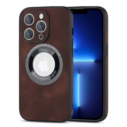 For iPhone 13 Pro PU Leather+PC+TPU Phone Case Anti-Scratch Logo View Magnetic Cover