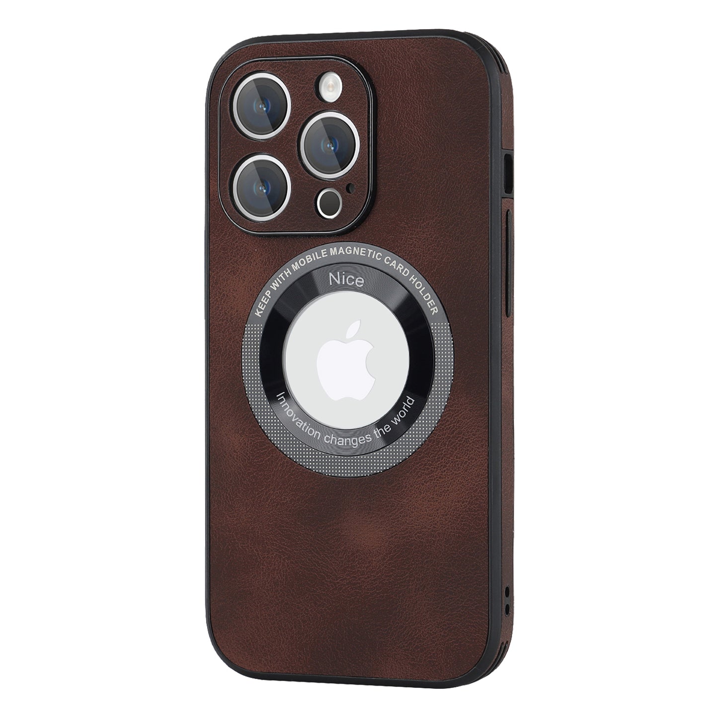 For iPhone 13 Pro PU Leather+PC+TPU Phone Case Anti-Scratch Logo View Magnetic Cover