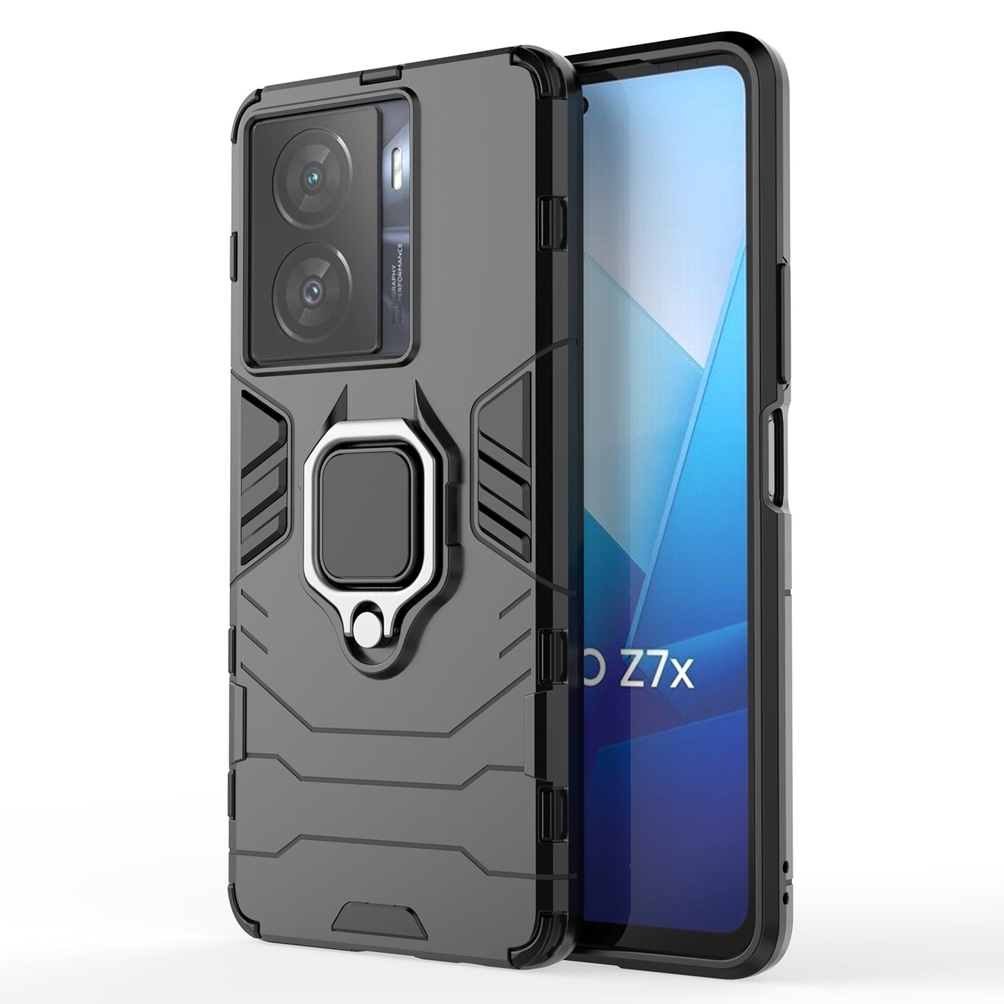 For vivo iQOO Z7x 5G Kickstand Protective Case Soft TPU Hard PC Rugged Shockproof Phone Cover