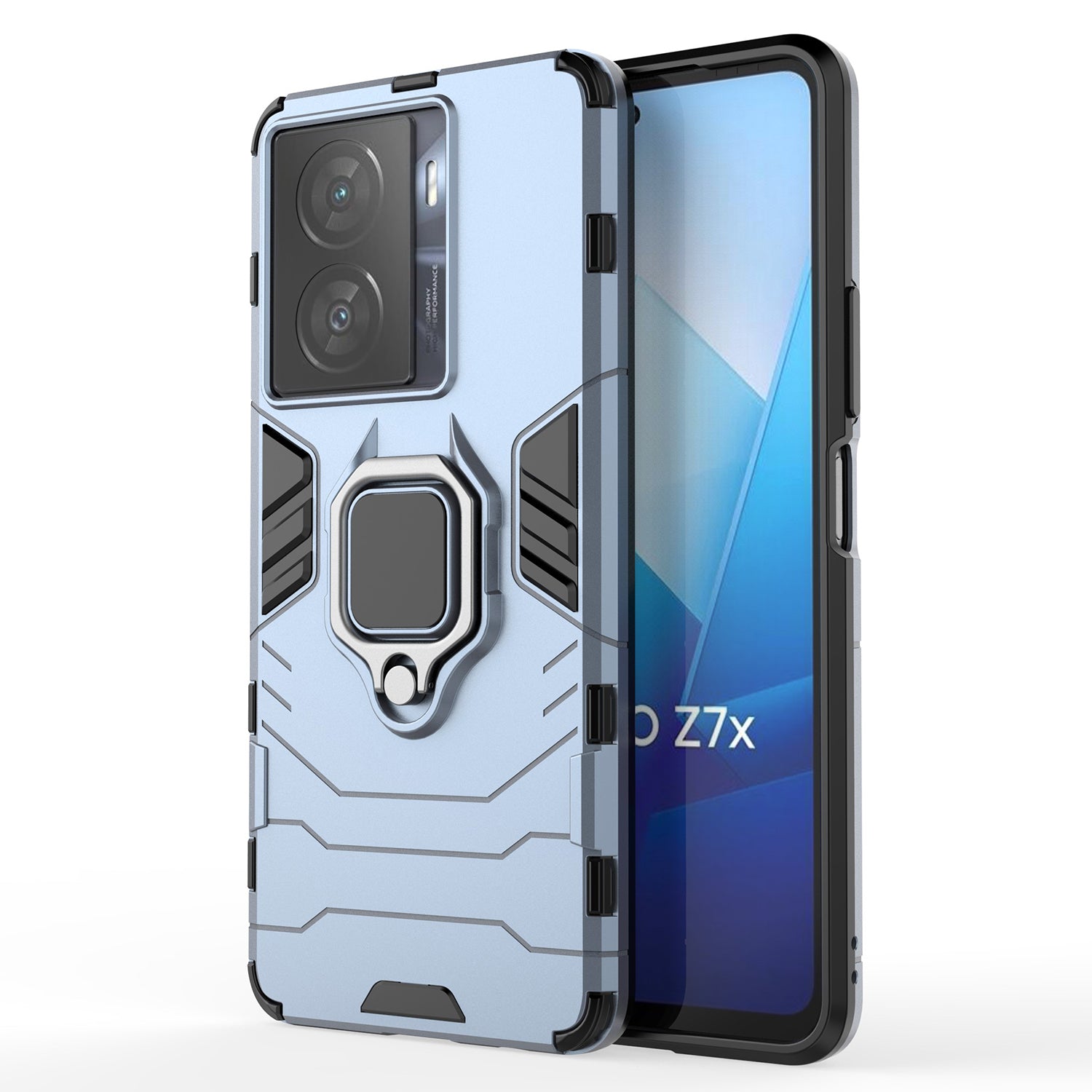 For vivo iQOO Z7x 5G Kickstand Protective Case Soft TPU Hard PC Rugged Shockproof Phone Cover