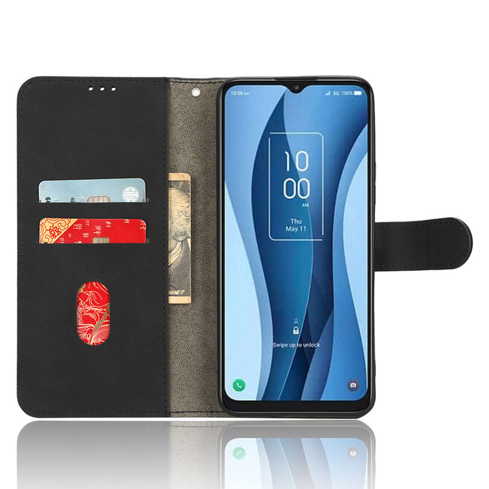 For TCL 40 XE Skin-touch Wallet Case PU Leather Flip Stand Phone Cover