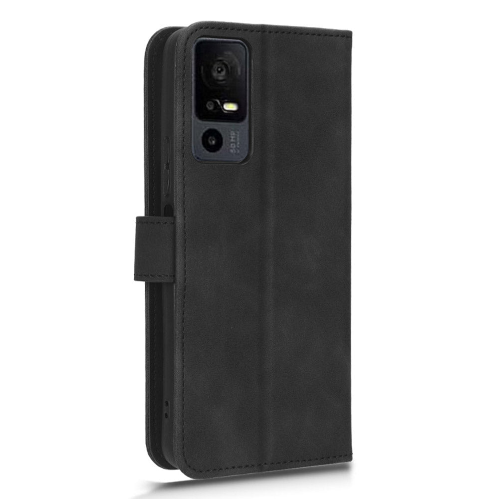For TCL 40 XE Skin-touch Wallet Case PU Leather Flip Stand Phone Cover