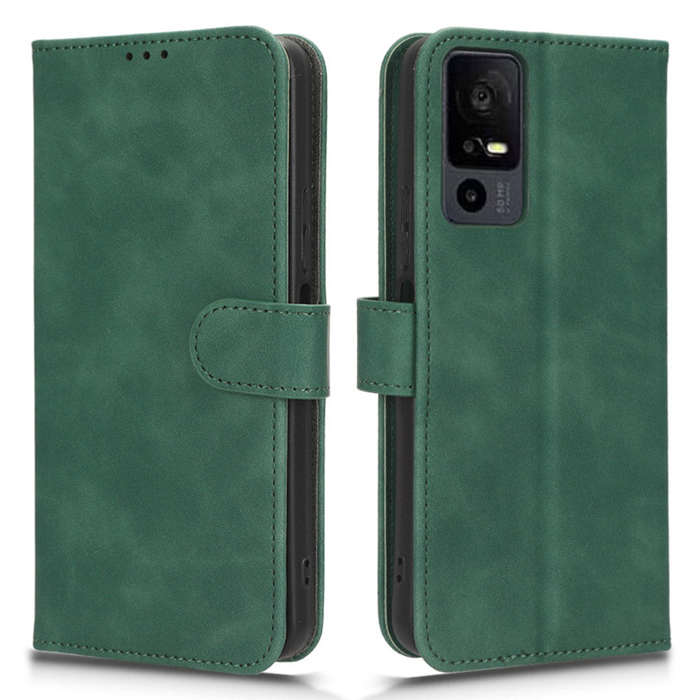 For TCL 40 XE Skin-touch Wallet Case PU Leather Flip Stand Phone Cover