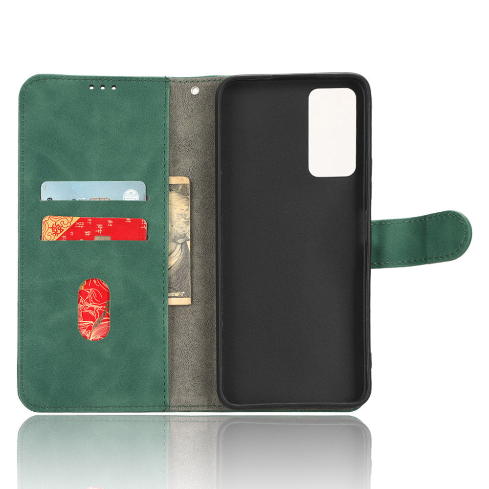 For TCL 40 XE Skin-touch Wallet Case PU Leather Flip Stand Phone Cover