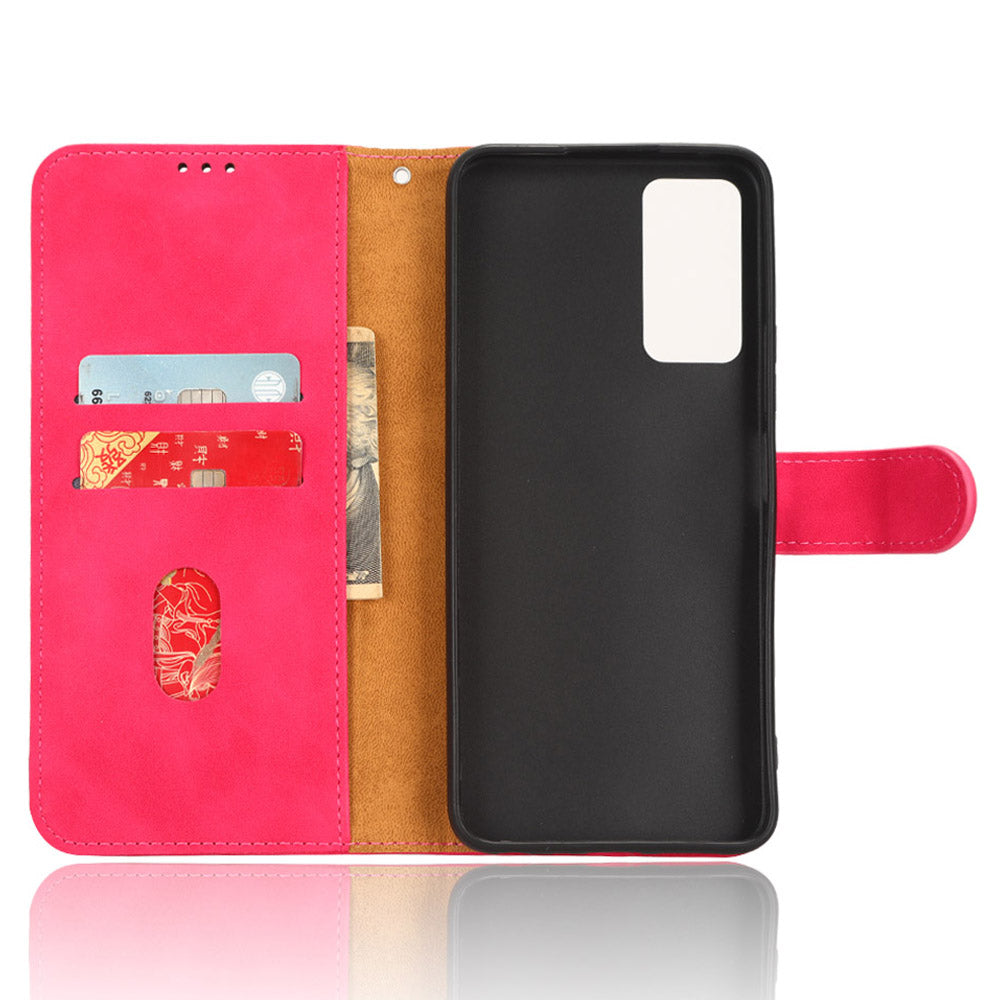 For TCL 40 XE Skin-touch Wallet Case PU Leather Flip Stand Phone Cover