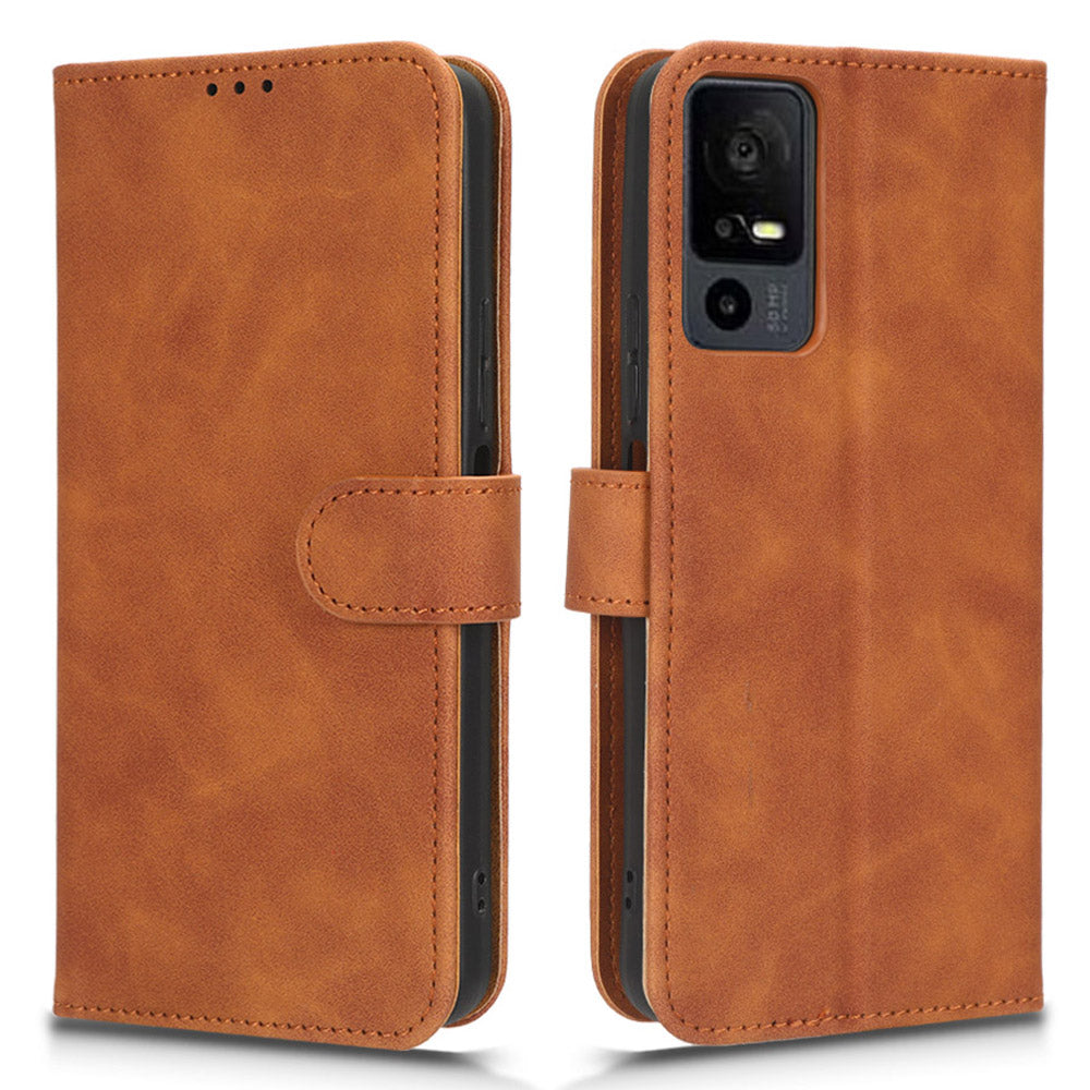 For TCL 40 XE Skin-touch Wallet Case PU Leather Flip Stand Phone Cover