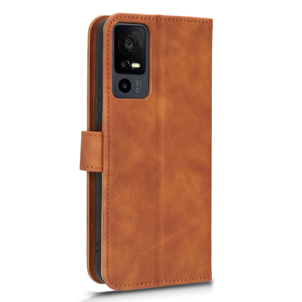 For TCL 40 XE Skin-touch Wallet Case PU Leather Flip Stand Phone Cover