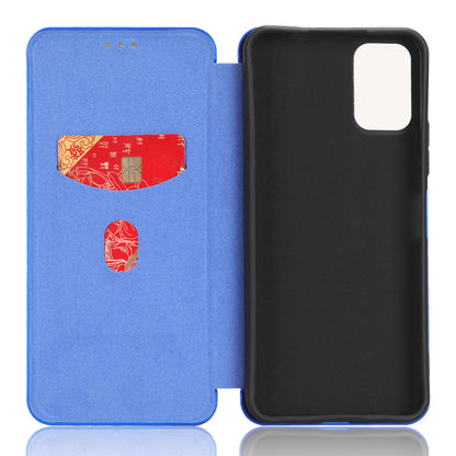 For Nokia C32 PU Leather Carbon Fiber Texture Cover Card Holder Stand Phone Case