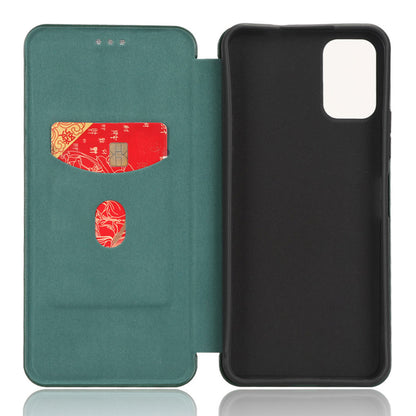 For Nokia C32 PU Leather Carbon Fiber Texture Cover Card Holder Stand Phone Case