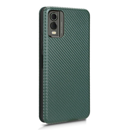 For Nokia C32 PU Leather Carbon Fiber Texture Cover Card Holder Stand Phone Case