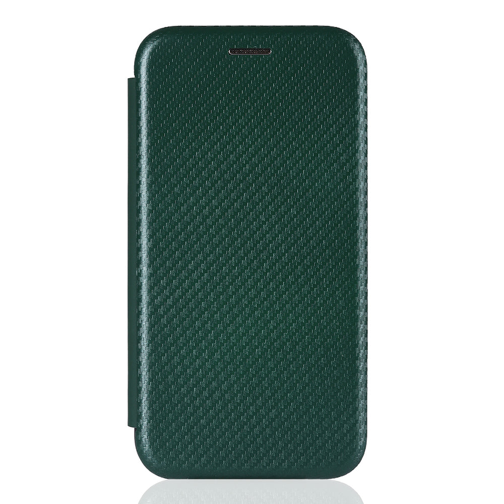 For Nokia C32 PU Leather Carbon Fiber Texture Cover Card Holder Stand Phone Case