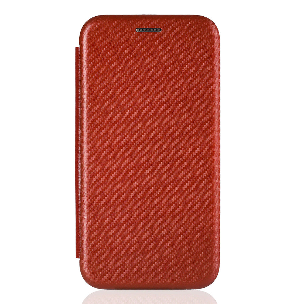 For Nokia C32 PU Leather Carbon Fiber Texture Cover Card Holder Stand Phone Case