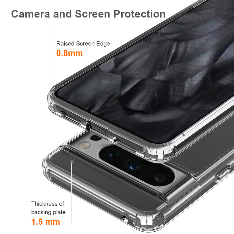 For Google Pixel 8 Pro Phone Case Clear Acrylic Back Soft TPU Frame Hybrid Phone Cover
