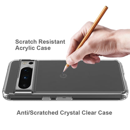 For Google Pixel 8 Pro Phone Case Clear Acrylic Back Soft TPU Frame Hybrid Phone Cover