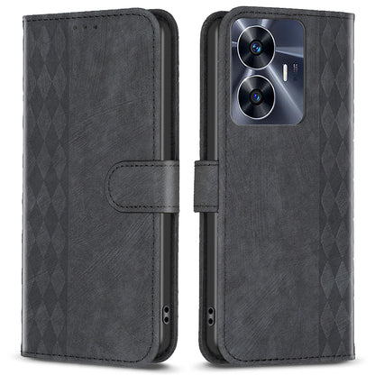 For Realme C55 Shockproof Cell Phone Case Wallet Imprinting Pattern Stand Mobile Phone Cover