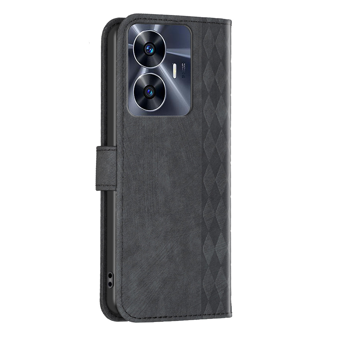 For Realme C55 Shockproof Cell Phone Case Wallet Imprinting Pattern Stand Mobile Phone Cover