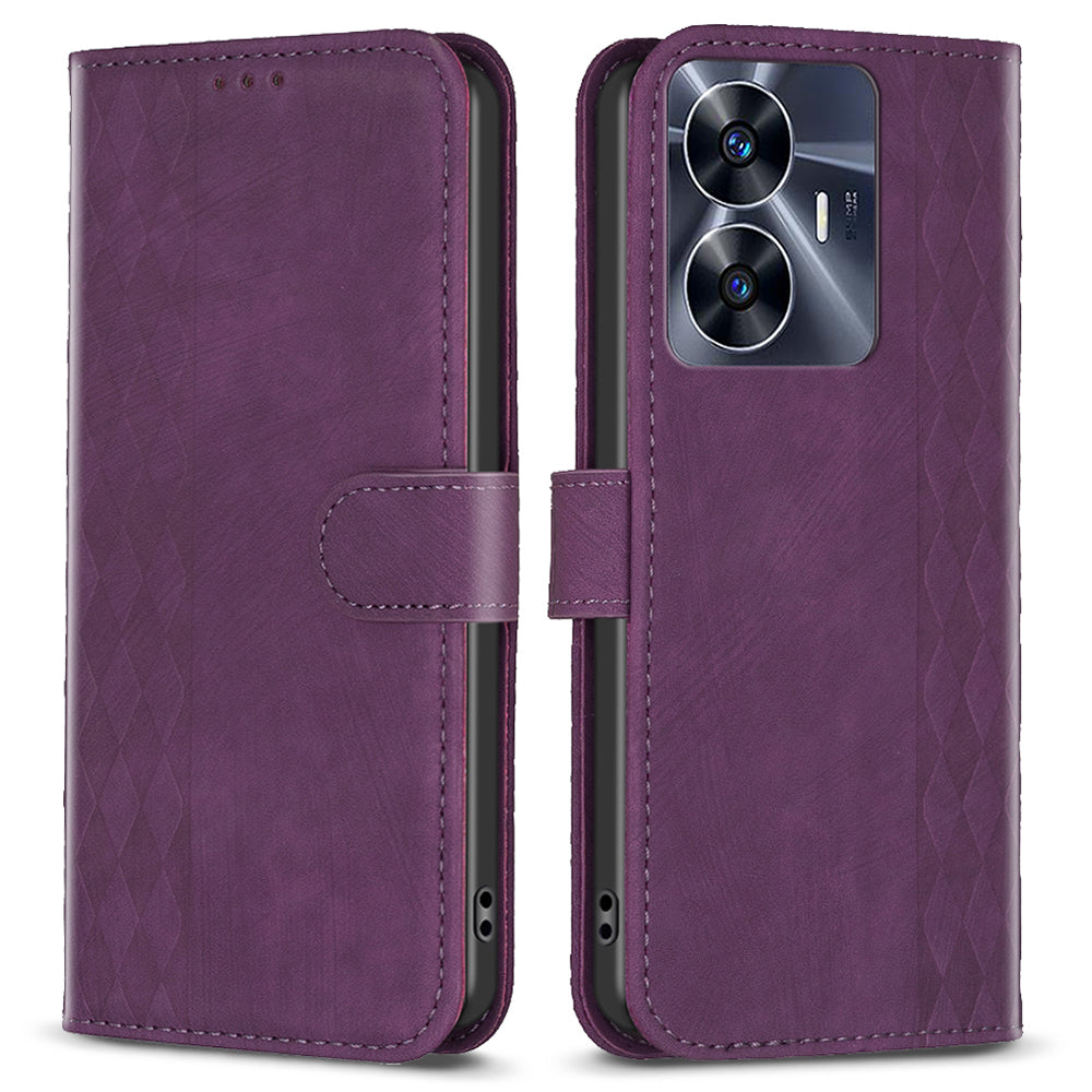 For Realme C55 Shockproof Cell Phone Case Wallet Imprinting Pattern Stand Mobile Phone Cover