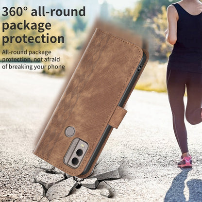Phone Case for Nokia C22 Wallet Stand Shell Imprinting Grid Pattern Anti-drop Cellphone Cover
