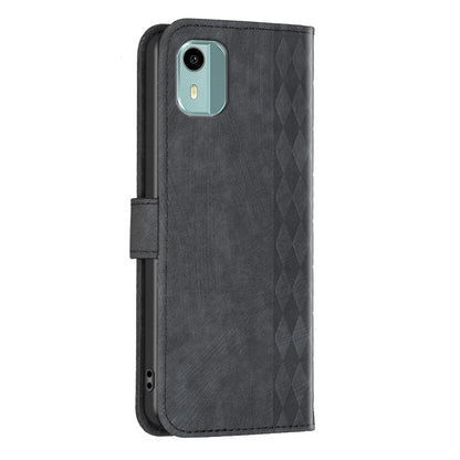 For Nokia C12 4G / C12 Pro / C12 Plus Magnetic Clasp Phone Case Imprinting Grid Pattern Wallet Stand Cover