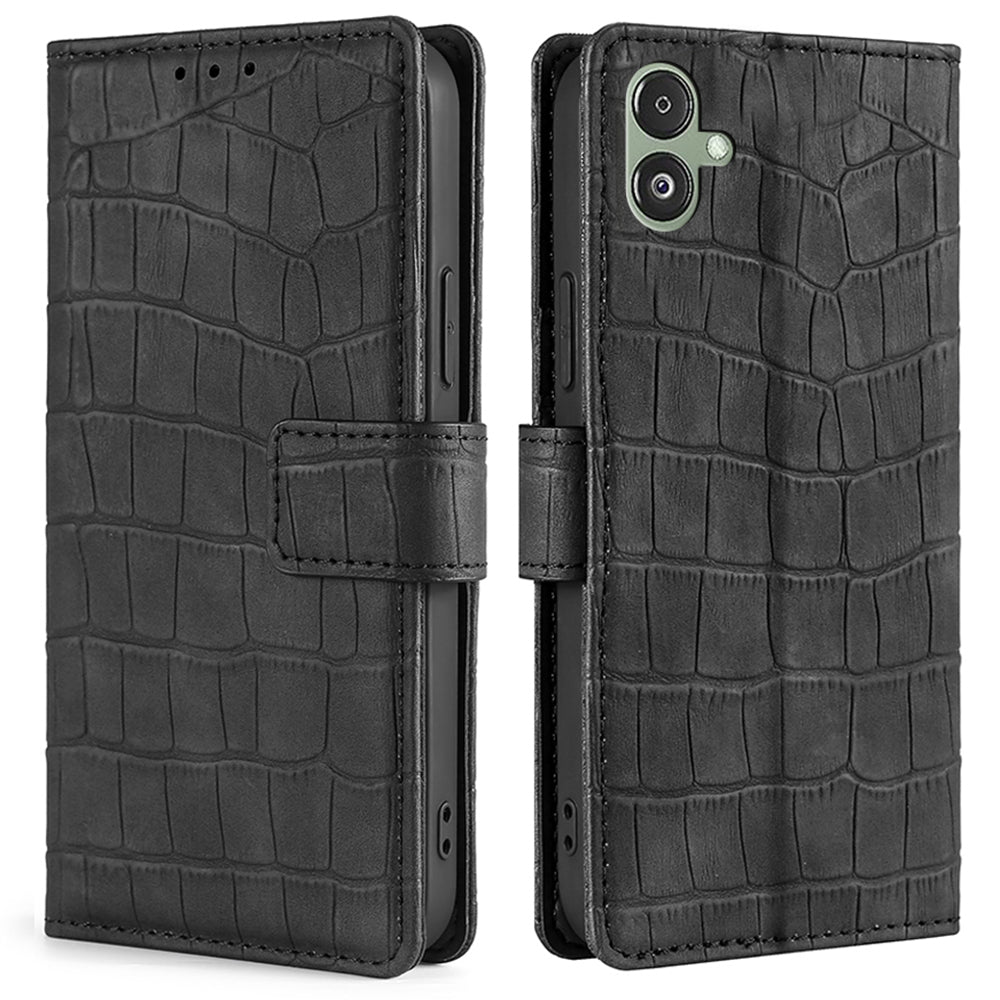 For Samsung Galaxy F14 5G Skin-touch Feeling Phone Case Crocodile Texture Wallet Stand PU Leather Cover