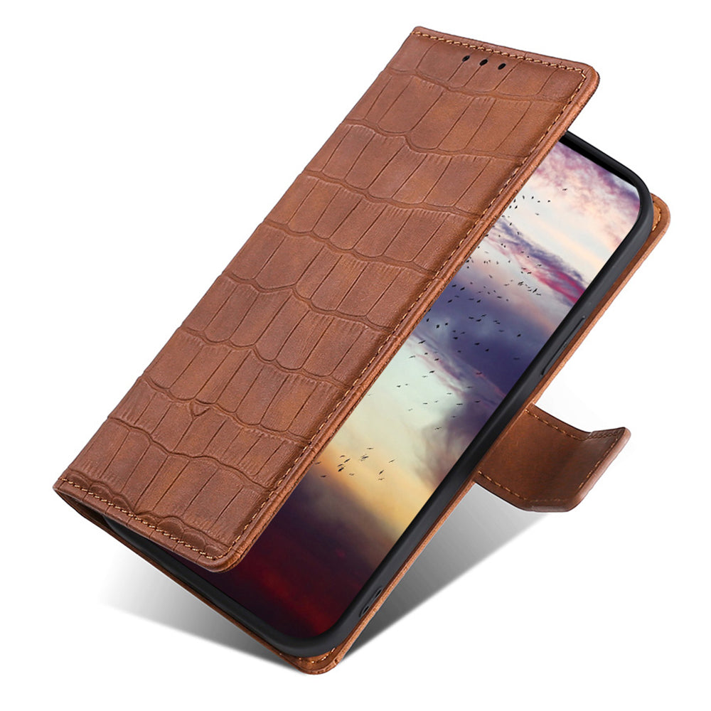 For Samsung Galaxy F14 5G Skin-touch Feeling Phone Case Crocodile Texture Wallet Stand PU Leather Cover