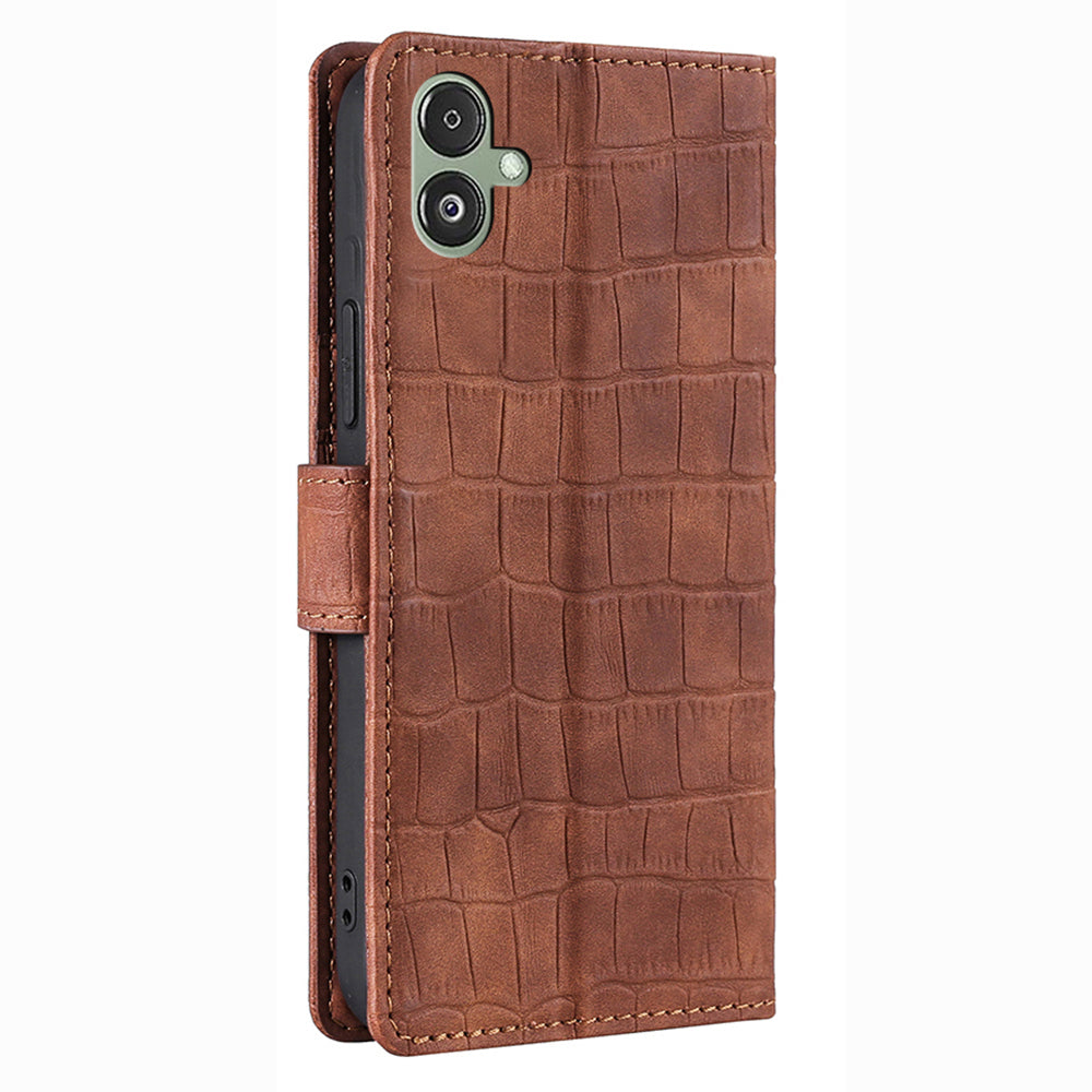 For Samsung Galaxy F14 5G Skin-touch Feeling Phone Case Crocodile Texture Wallet Stand PU Leather Cover