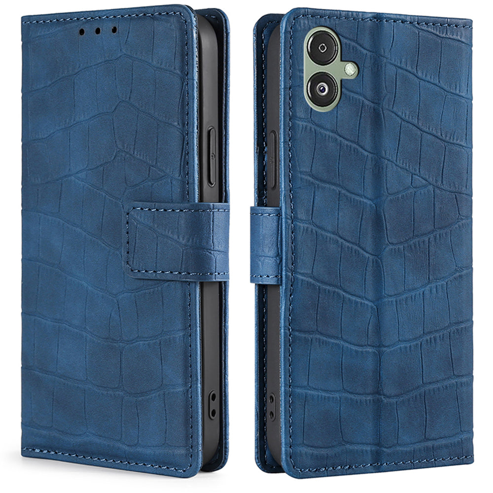 For Samsung Galaxy F14 5G Skin-touch Feeling Phone Case Crocodile Texture Wallet Stand PU Leather Cover