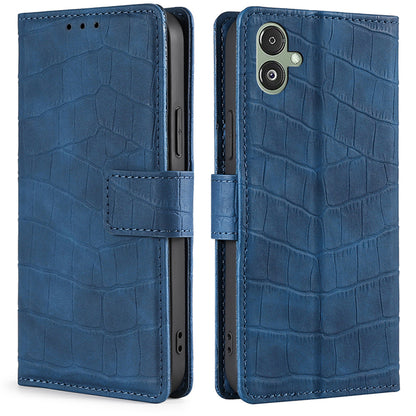 For Samsung Galaxy F14 5G Skin-touch Feeling Phone Case Crocodile Texture Wallet Stand PU Leather Cover