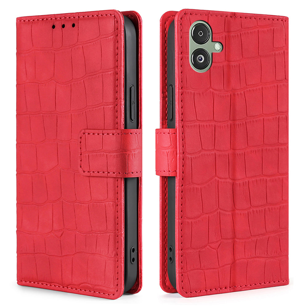 For Samsung Galaxy F14 5G Skin-touch Feeling Phone Case Crocodile Texture Wallet Stand PU Leather Cover