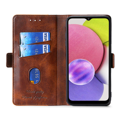 For Samsung Galaxy F14 5G PU Leather Cover Contrast Color Wallet Stand Flip Phone Case