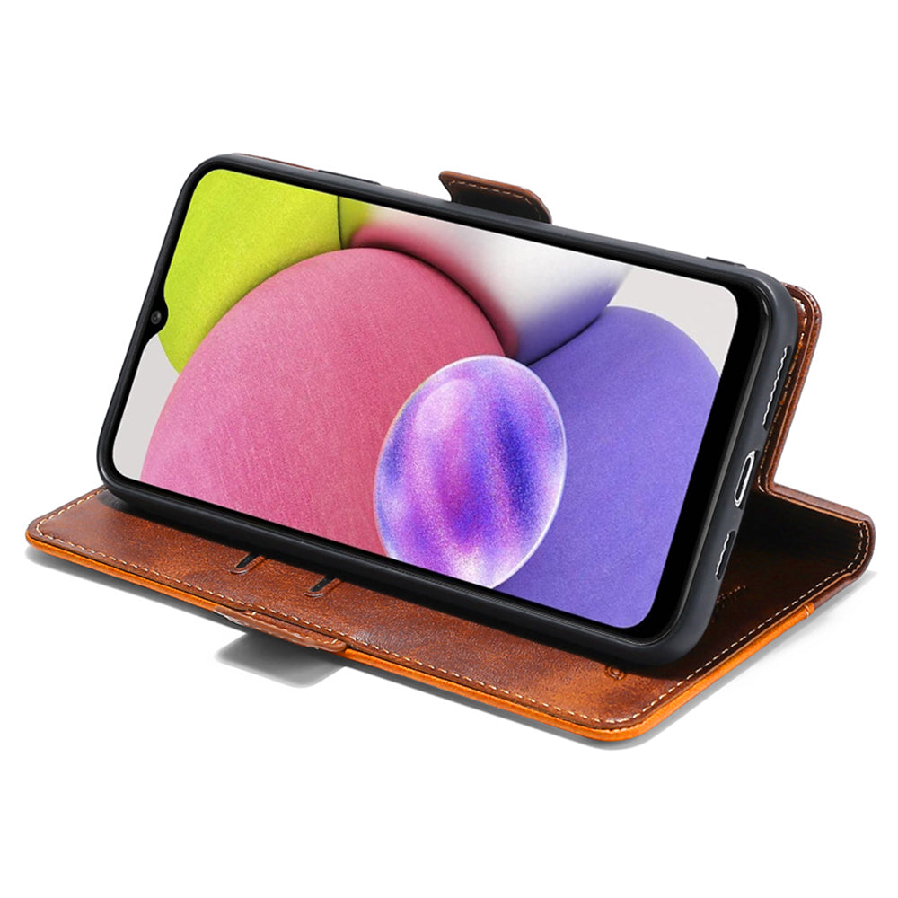 For Samsung Galaxy F14 5G PU Leather Cover Contrast Color Wallet Stand Flip Phone Case