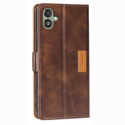 For Samsung Galaxy F14 5G PU Leather Cover Contrast Color Wallet Stand Flip Phone Case