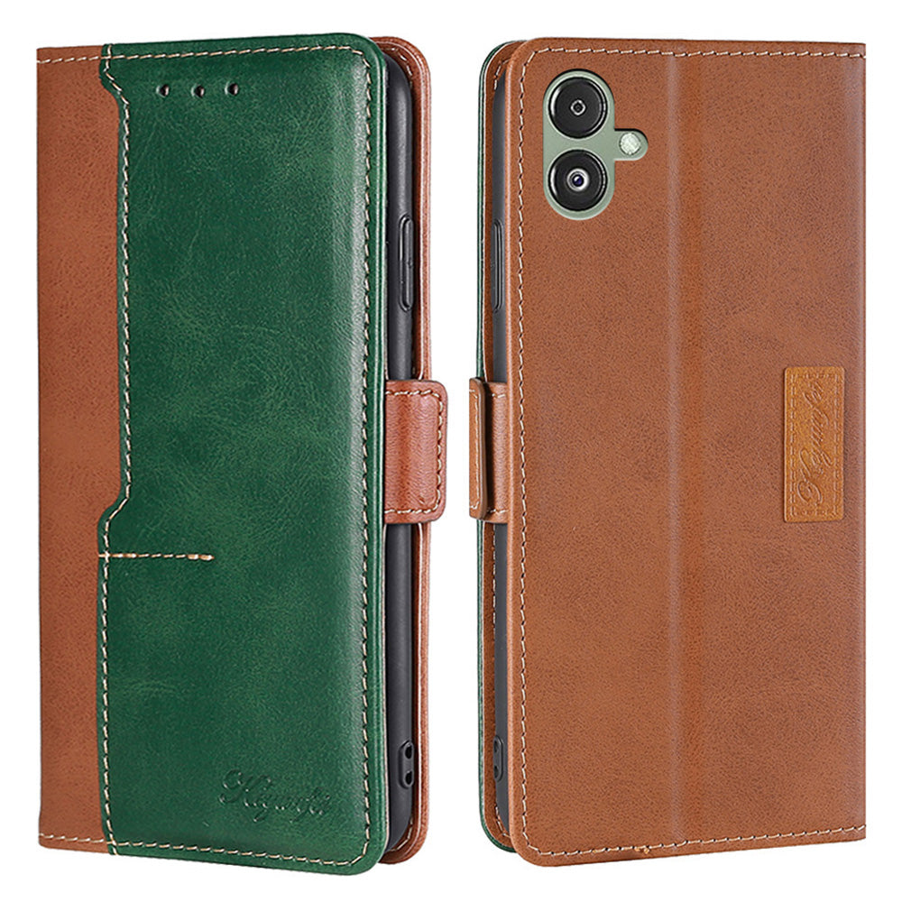 For Samsung Galaxy F14 5G PU Leather Cover Contrast Color Wallet Stand Flip Phone Case