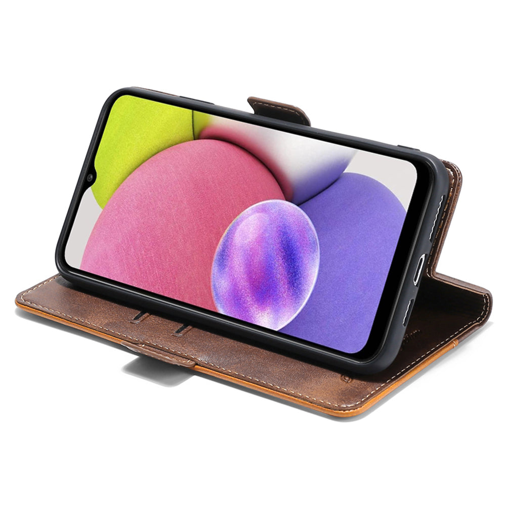 For Samsung Galaxy F14 5G PU Leather Cover Contrast Color Wallet Stand Flip Phone Case