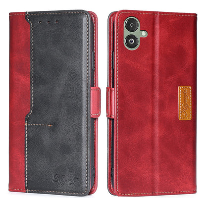 For Samsung Galaxy F14 5G PU Leather Cover Contrast Color Wallet Stand Flip Phone Case