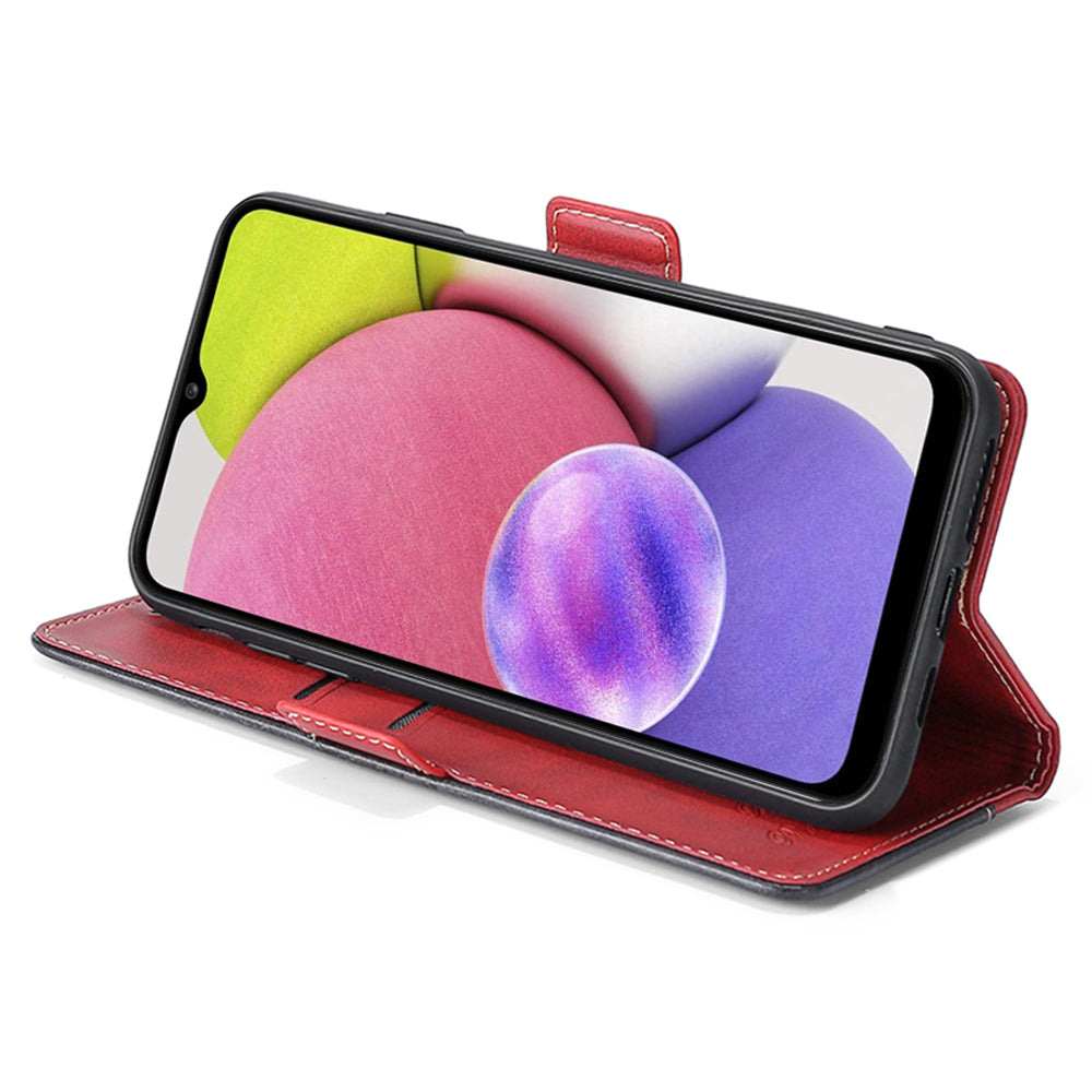 For Samsung Galaxy F14 5G PU Leather Cover Contrast Color Wallet Stand Flip Phone Case