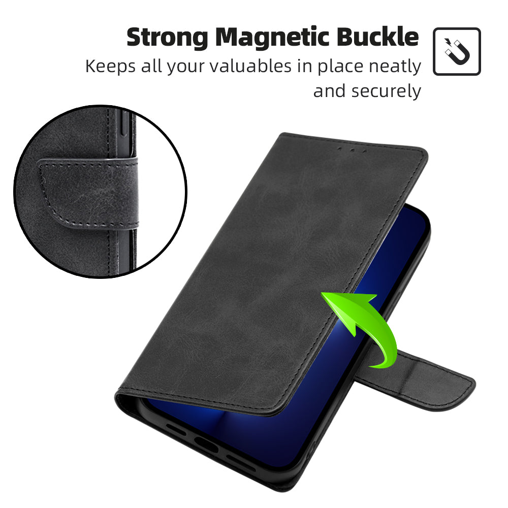 For Samsung Galaxy F14 5G Magnetic Protective Cover Calf Texture Stand Wallet PU Leather+TPU Phone Case