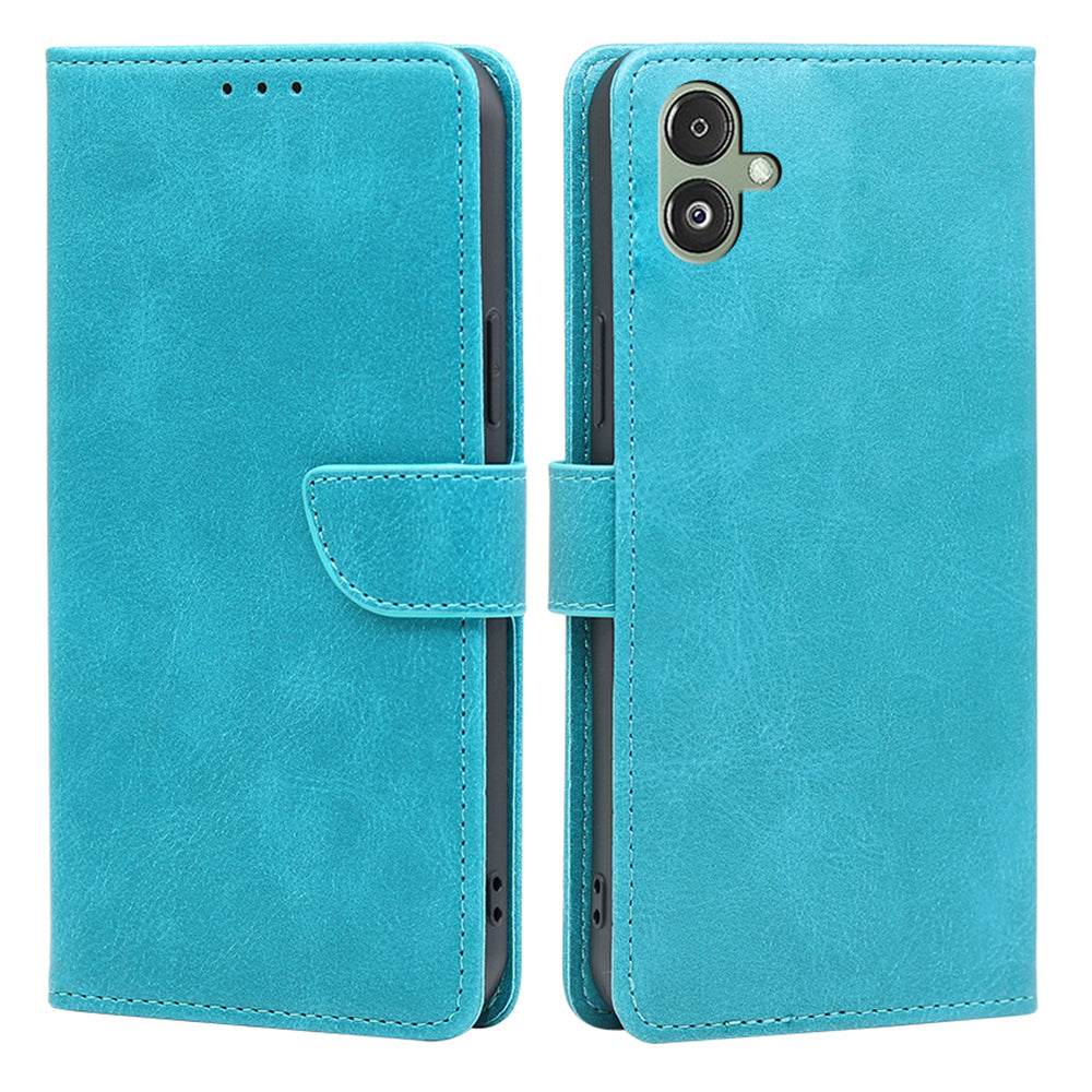 For Samsung Galaxy F14 5G Magnetic Protective Cover Calf Texture Stand Wallet PU Leather+TPU Phone Case