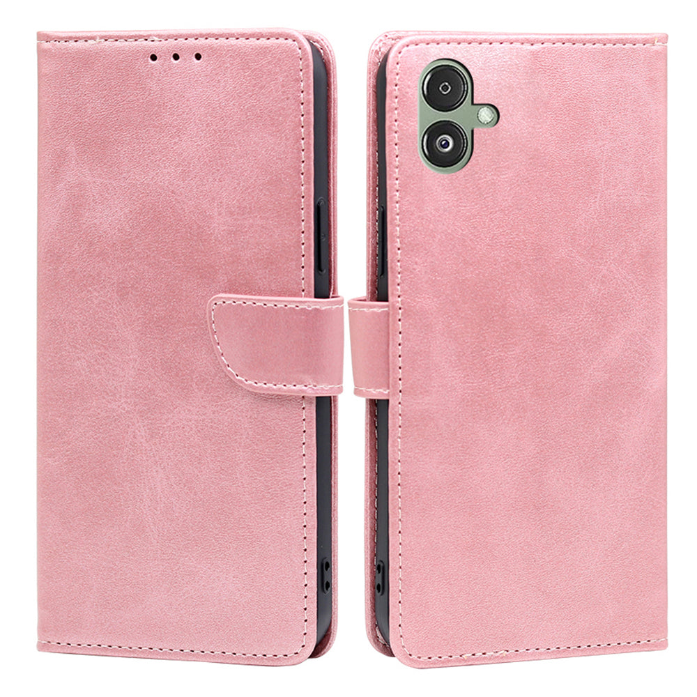 For Samsung Galaxy F14 5G Magnetic Protective Cover Calf Texture Stand Wallet PU Leather+TPU Phone Case