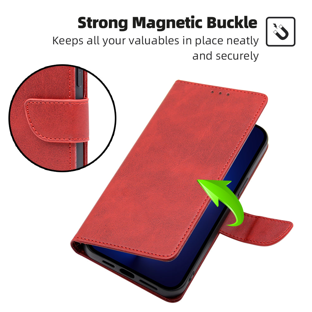 For Samsung Galaxy F14 5G Magnetic Protective Cover Calf Texture Stand Wallet PU Leather+TPU Phone Case