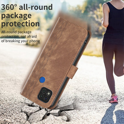 Stand Shell for Xiaomi Poco C31 / Redmi 9C / 9C NFC / 10A Phone Wallet Case Grid Pattern Imprinting Cover