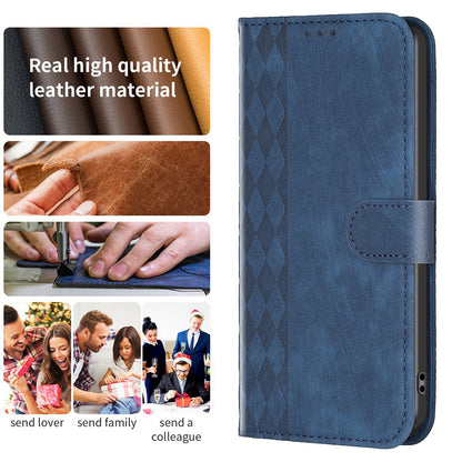 For Xiaomi Redmi 9A Leather Phone Case Imprinting Grid Anti-drop Wallet Stand Shell
