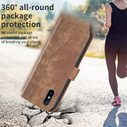 For Xiaomi Redmi 9A Leather Phone Case Imprinting Grid Anti-drop Wallet Stand Shell