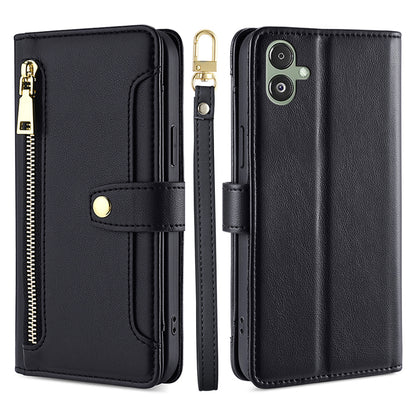 For Samsung Galaxy F14 5G Zipper Pocket Phone Case Anti-Drop PU Leather Wallet Phone Shell with 2 Straps