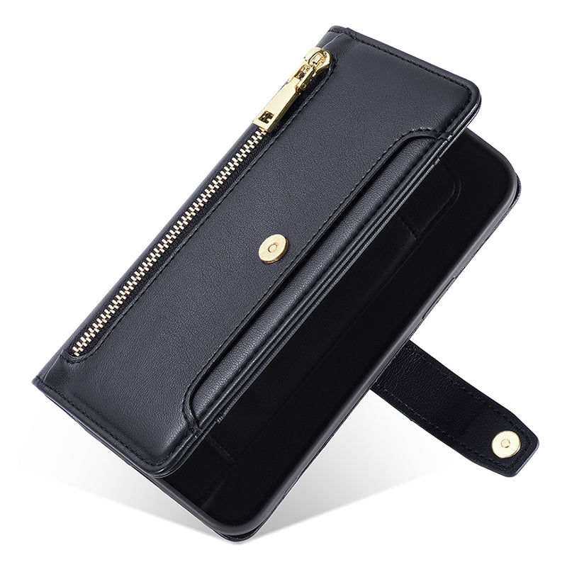 For Samsung Galaxy F14 5G Zipper Pocket Phone Case Anti-Drop PU Leather Wallet Phone Shell with 2 Straps